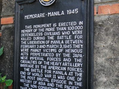 Memorare – Manila 1945 historical marker