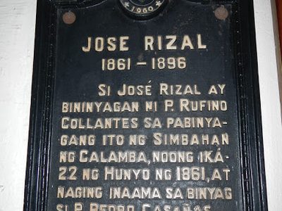José Rizal 1861–1896 historical marker