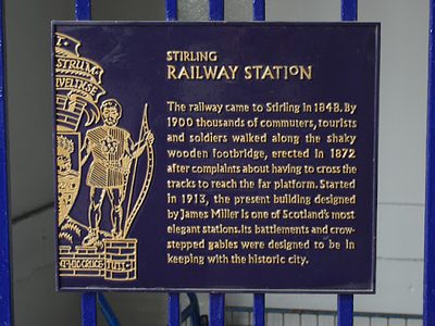 Stirling railway station plaque