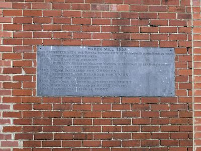 Plaque in wall, Waren Mill