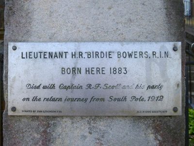 Plaque at birthplace of Birdie Bowers