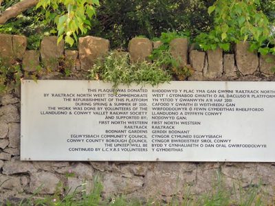 Plaque at Tal-y-Cafn & Eglwysbach Station