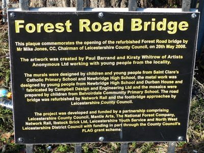 Plaque at the Forest Road Bridge