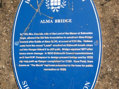 Blue Plaque, Alma Bridge, Sidmouth, Devon