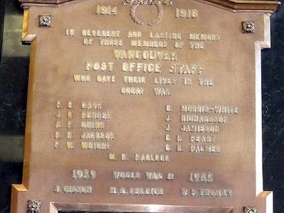 BC Postal Workers Killed in WW1 and WW2