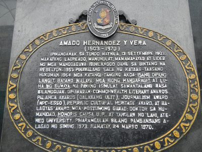 Amado V. Hernandez historical marker