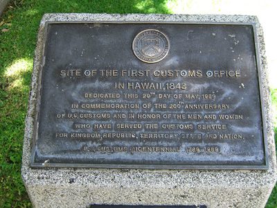 Honolulu Customs Office marker