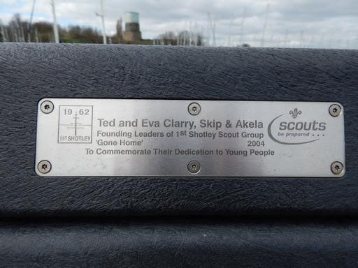 Plaque on bench at Shotley Gate