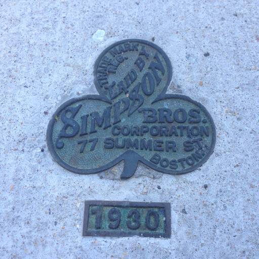 Sidewalk Concrete  laying company plaque - Simpson Bros. Corporation 1930