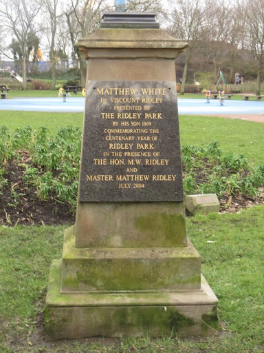 Plaque in Ridley Park, Blyth