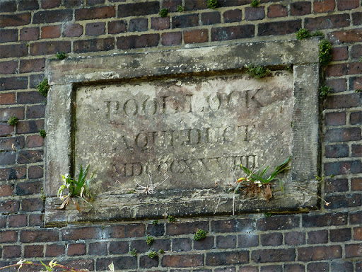 Aqueduct stonework sign  near Hardings Wood, Staffordshire