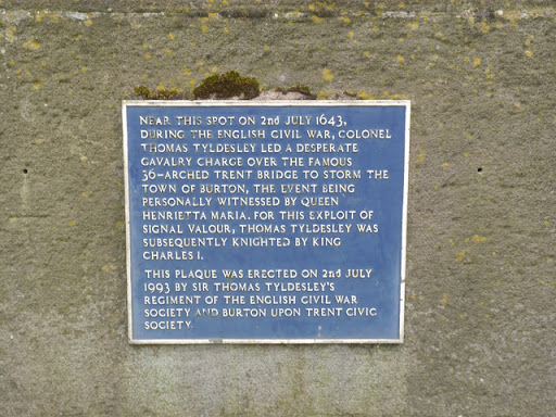 Blue plaque on Burton Bridge