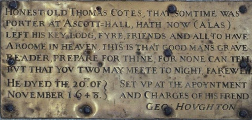 Wing - All Saints - Thomas Cotes Memorial - wording