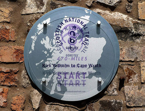 A Scottish National Trail sign at Kirk Yetholm