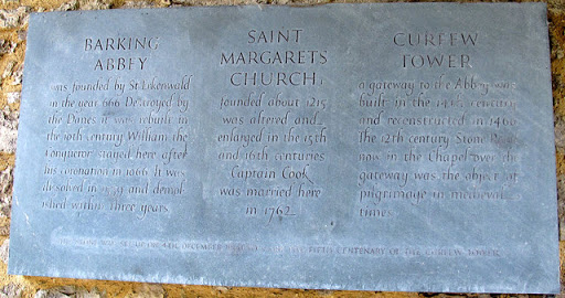 Barking Curfew Tower: plaque