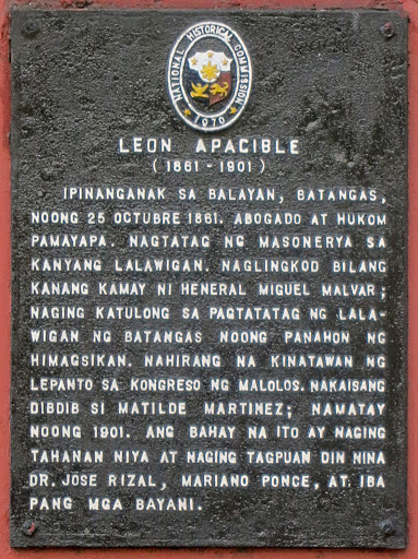 Leon Apacible historical marker