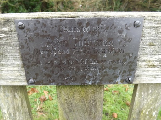 Plaque on seat at Bedfield and Monk Soham sports field