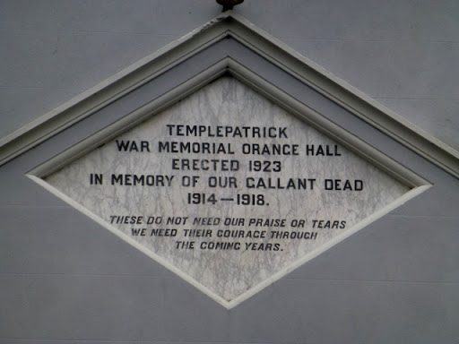 Plaque, Templepatrick Orange Hall