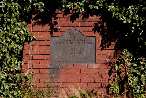 A plaque marking the opening of the Barnstaple Urban Relief Road
