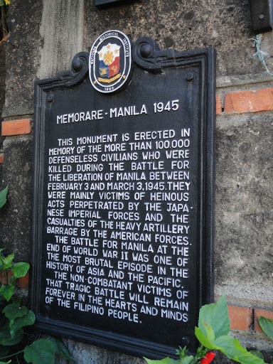 Memorare – Manila 1945 historical marker