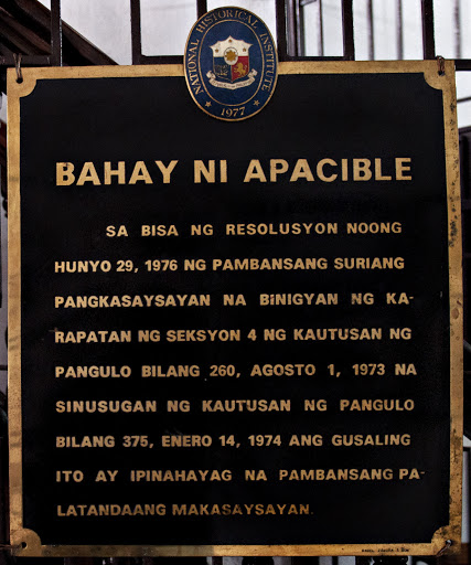 House of Apacible historical marker