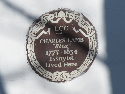 Plaque on Charles Lamb's house, Colebrooke Row, N1