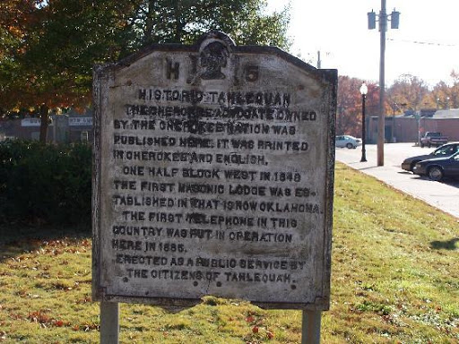 Historical Marker near Tahlequah Masonic Lodge