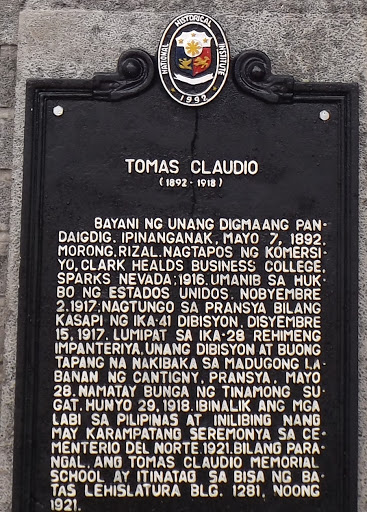 Tomas Claudio historical marker