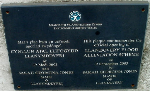 Llandovery Flood Alleviation Scheme plaque