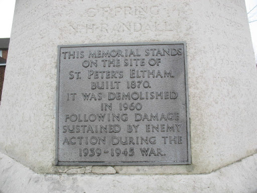 Plaque on St Peter's war memorial, Lee
