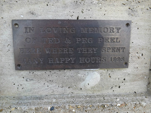 Plaque on the seat at Iken Cliff Picnic site