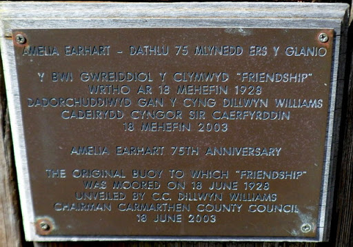 Plaque on a historic wooden buoy, Burry Port