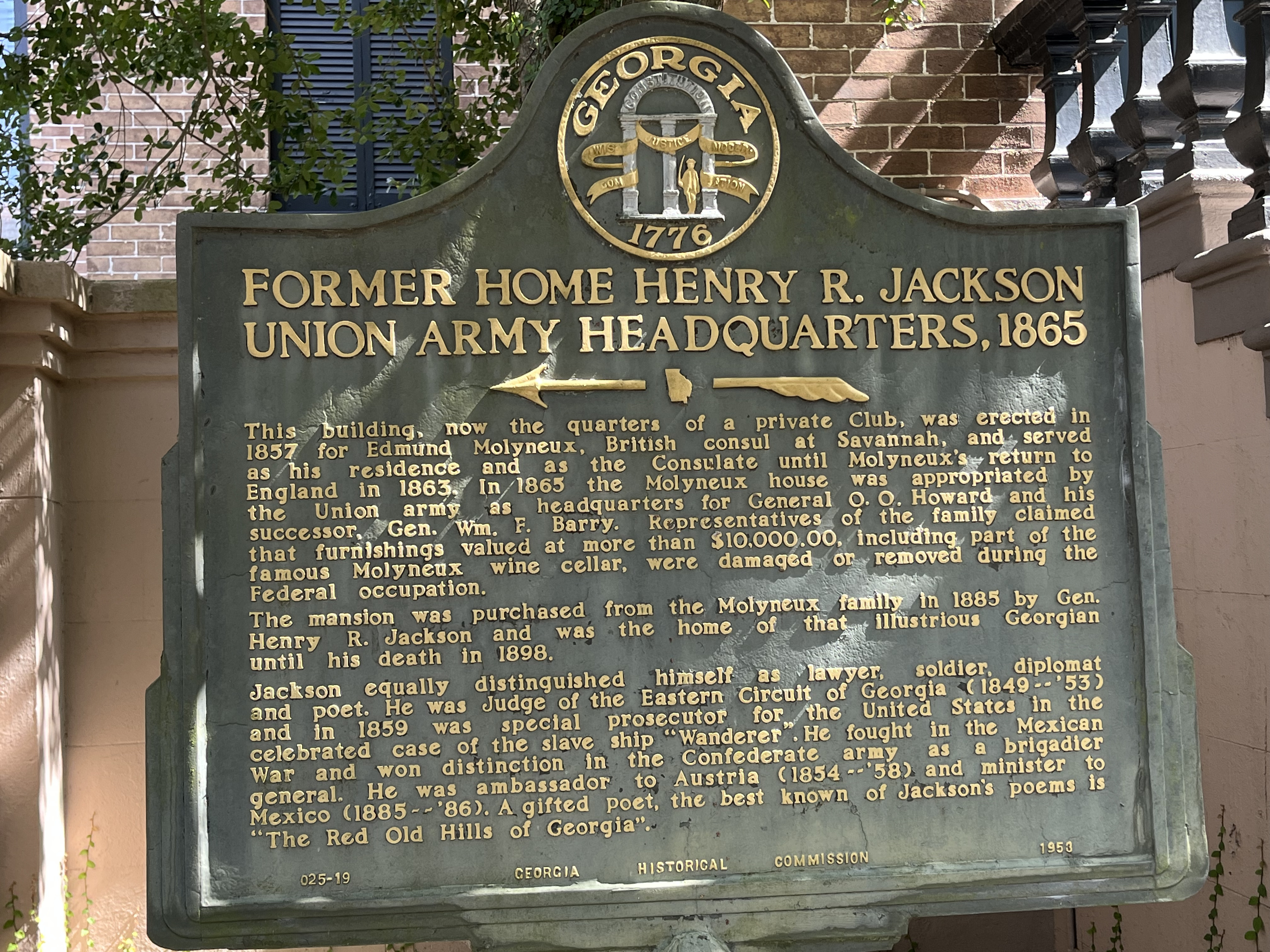Former home Henry R. Jackson Union Army headquarters, 1865