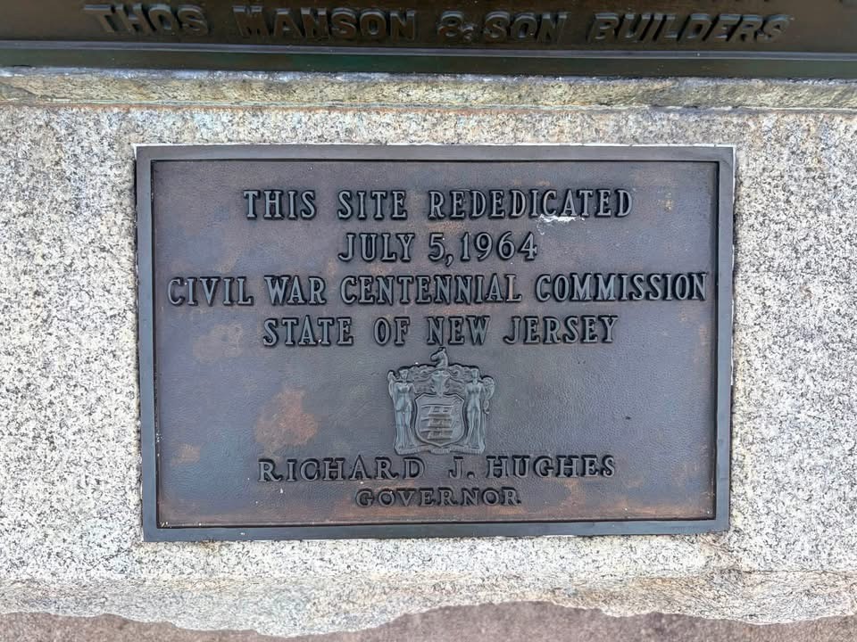 This Site Rededicated July 5, 1964 Civil Ware Centennial Commission State of New Jersey