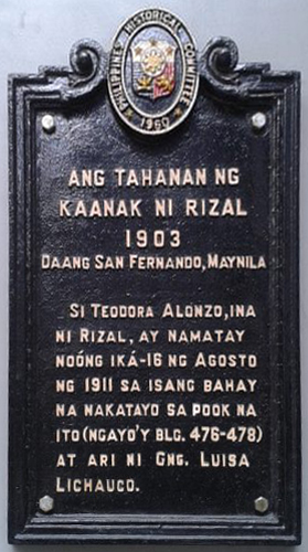 The House of Rizal’s Relatives historical marker