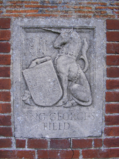 Plaque at the entrance to King Georges Playing Field
