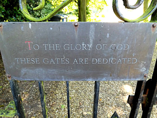 Plaque on the gates of St. Peter's Church