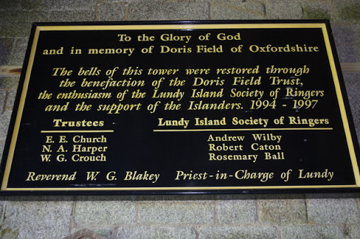 Plaque in Lundy Church