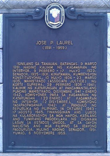 Jose P. Laurel historical marker