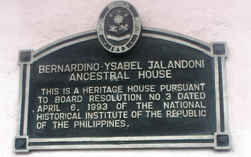 Bernardino-Ysabel Jalandoni Ancestral House historical marker
