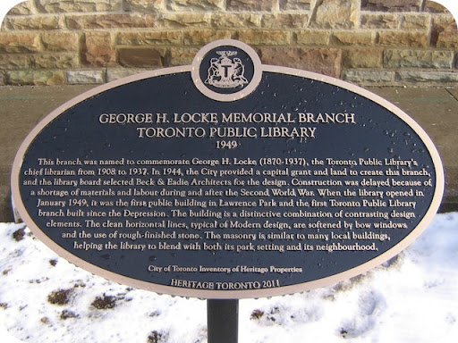 George H. Locke Memorial Branch Toronto Public Library 1949