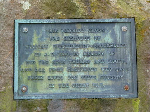 Plaque on Memorial cross north of Cross House