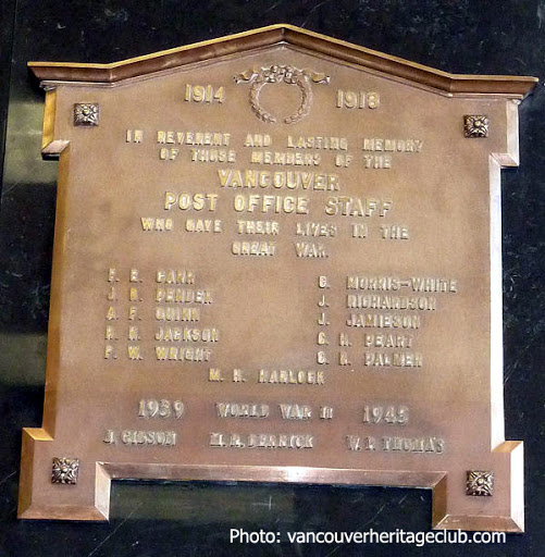 BC Postal Workers Killed in WW1 and WW2