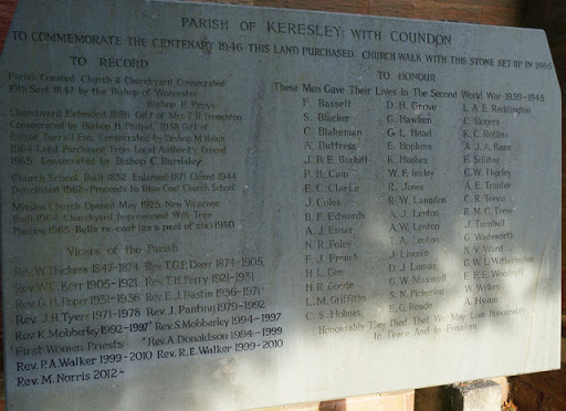 Plaque, St Thomas' Church, Tamworth Road, Keresley