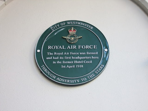 Green plaque at the former Hotel Cecil, The Strand