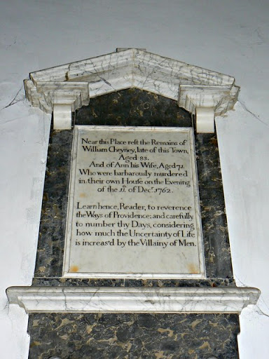 Memorial plaque to Mr and Mrs Cheyney, St Lawrence's Church, Parsonage Lane, Hungerford