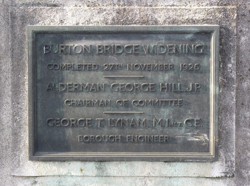 Plaque on Burton Bridge