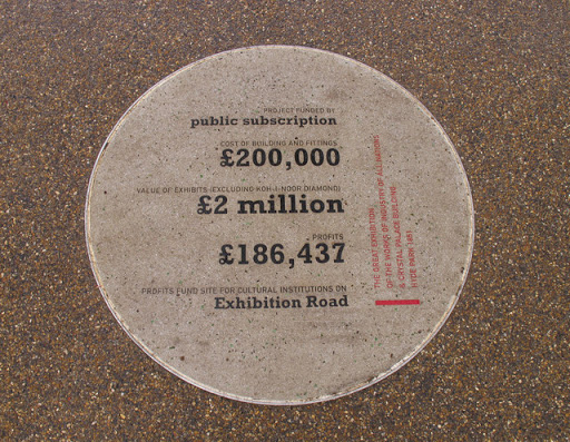Plaque showing S-E corner of 1851 Crystal Palace in Hyde Park