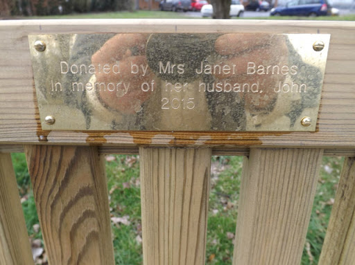 Plaque on the Seat off the B1121 Main Road