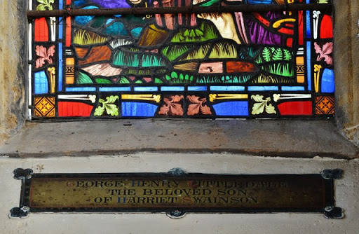 Crick: St. Margaret of Antioch church: Chancel window dedication brass 1